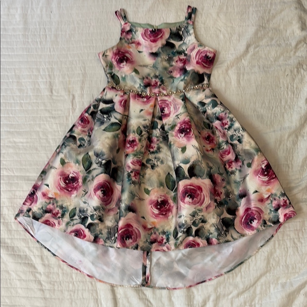 Rare Editions Pink and Green Floral Dress